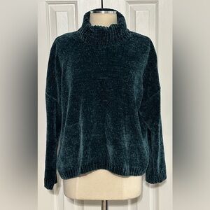 Time and Tru Luxe Chenille Turtleneck Sweater Teal – XL